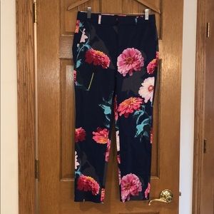 Floral Watercolor Banana Republic Cropped Pants